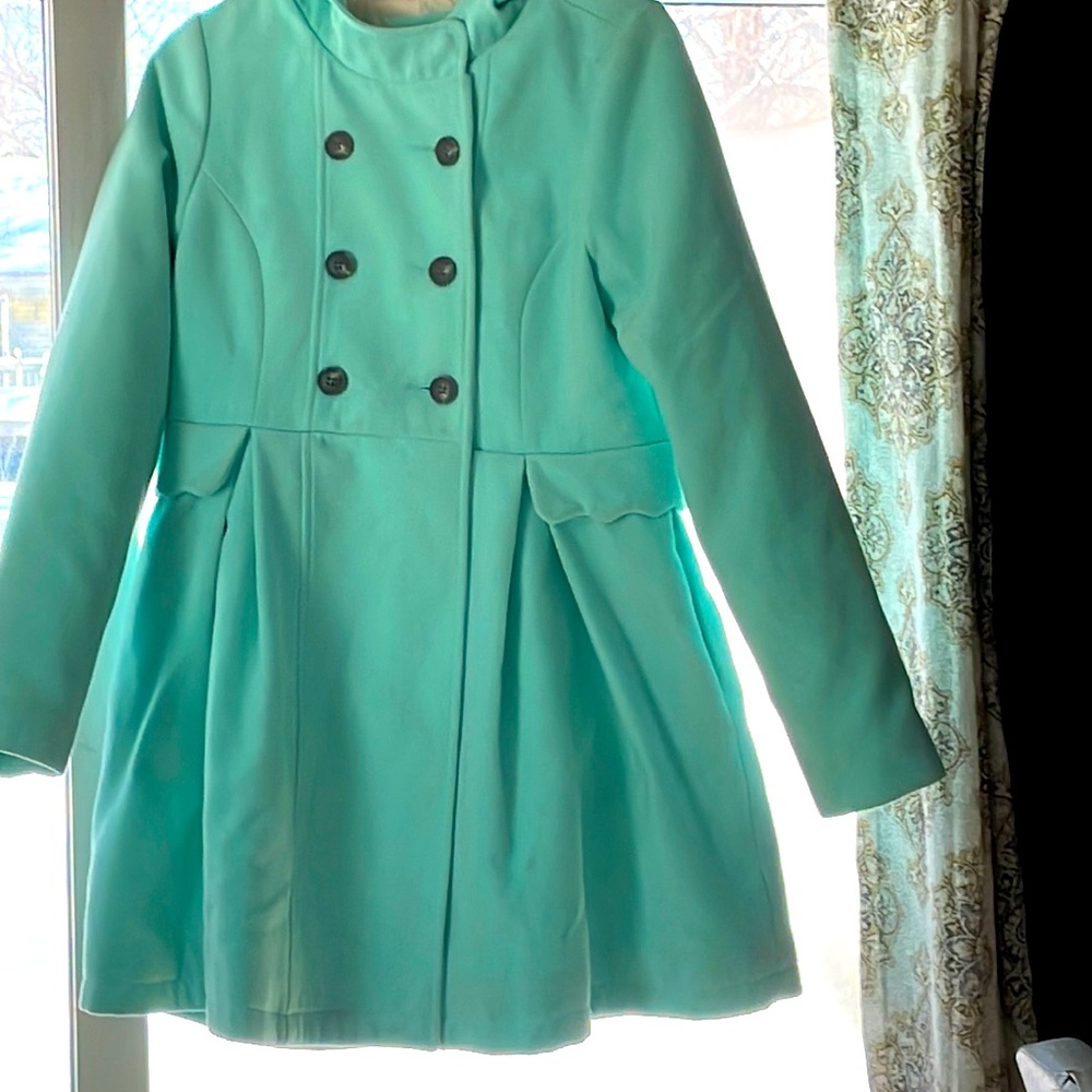Light turquoise girl’s wool coat